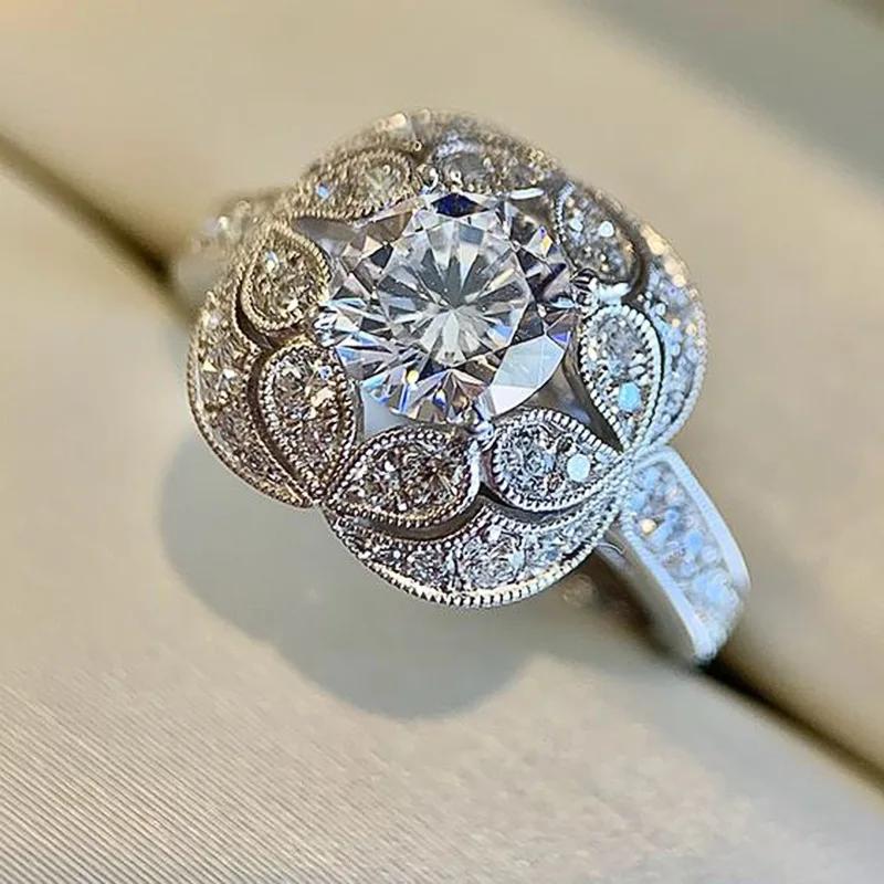 

Luxury Jewelry 925 Sterling Silver Large Round Cut White Topaz Diamond Couple Rings Women Wedding Bridal Ring Set Birthday Gift