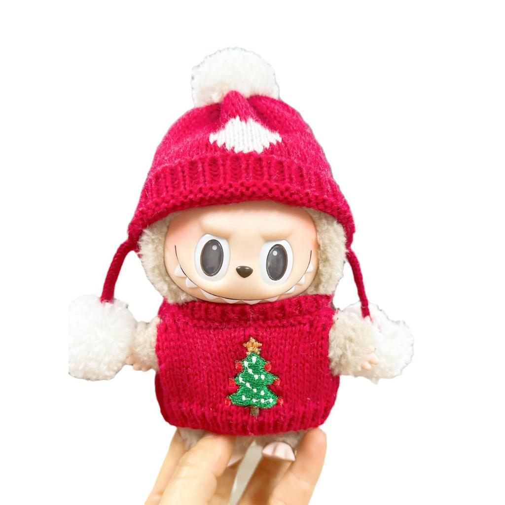 Labubu Macaron Christmas Set: 15cm Blind Box Pendant Doll with New Year Clothes