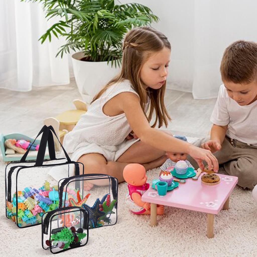 6 Packs Clear Pvc Toy Storage Bags For Kids Travel Toiletry Bags Cosmetic Bag Waterproof Toy Organizing Bags With Zippered For B
