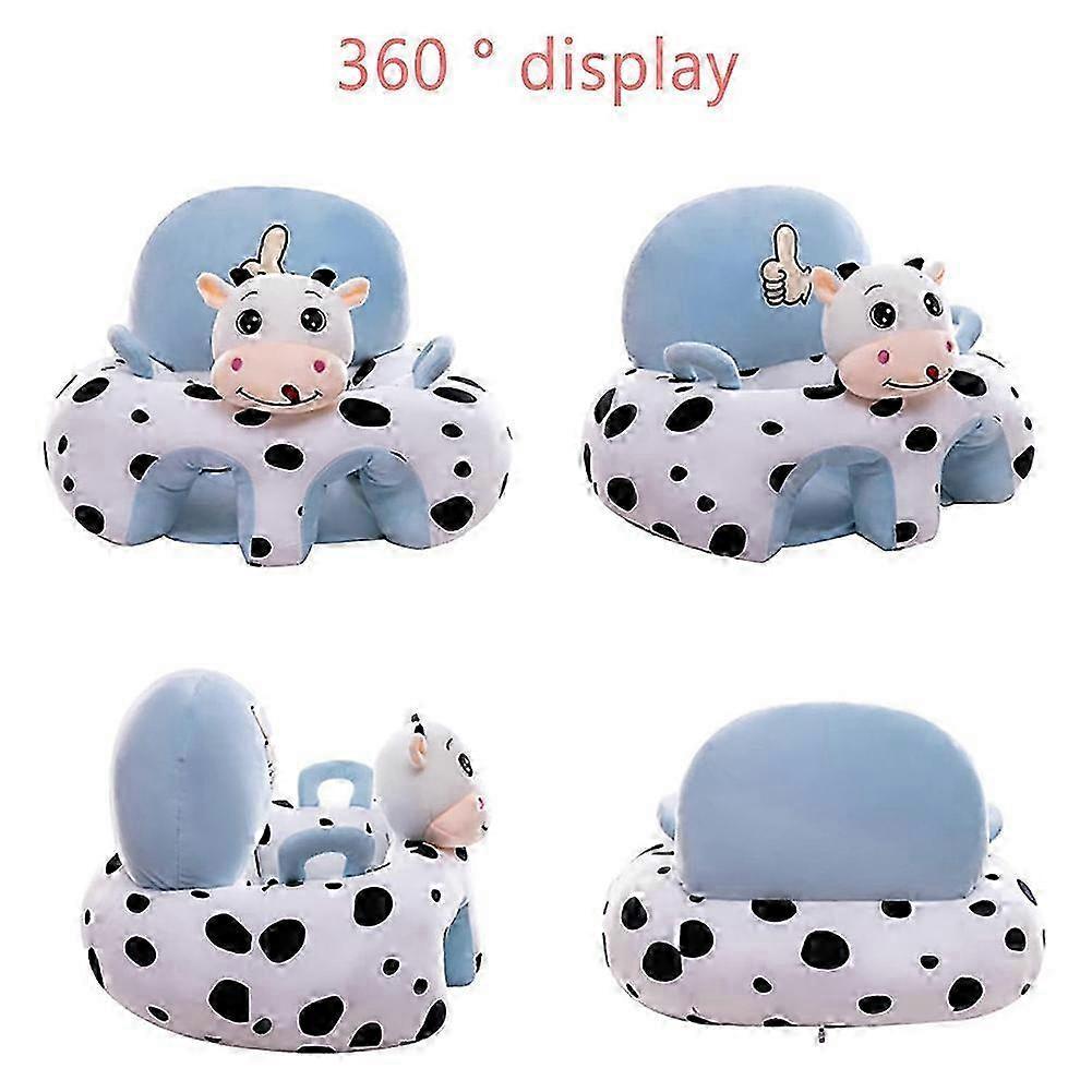 Baby Sofa Support Chair Soft Plush Cartoon Animal Baby Sitting Chair Learning Sitting Seat Blue