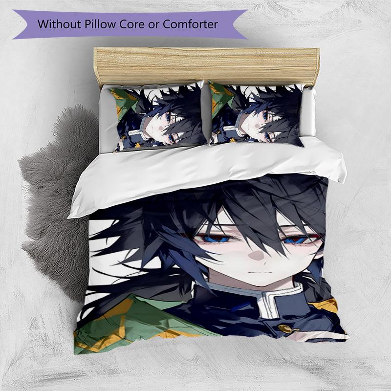 3pcs Tomioka Giyuu4 Design Cover Set - HD Printed Bedding with 1 Cover and 2 Pillowcases - Perfect for Home and Dorm Decor