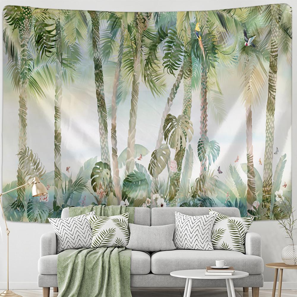 Tropical Banana Leaf Tapestry Wall Hanging Retro Forest Boho Aesthetic Room Hippie Decor Background Fabric