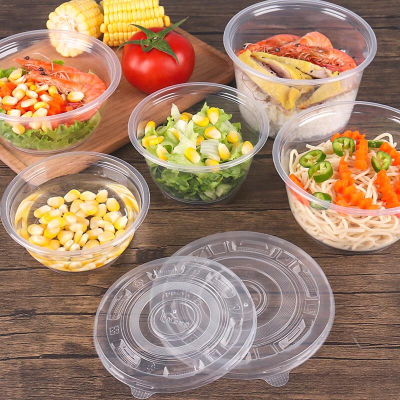 Disposable Transparent Round Plastic Bowls with Lids