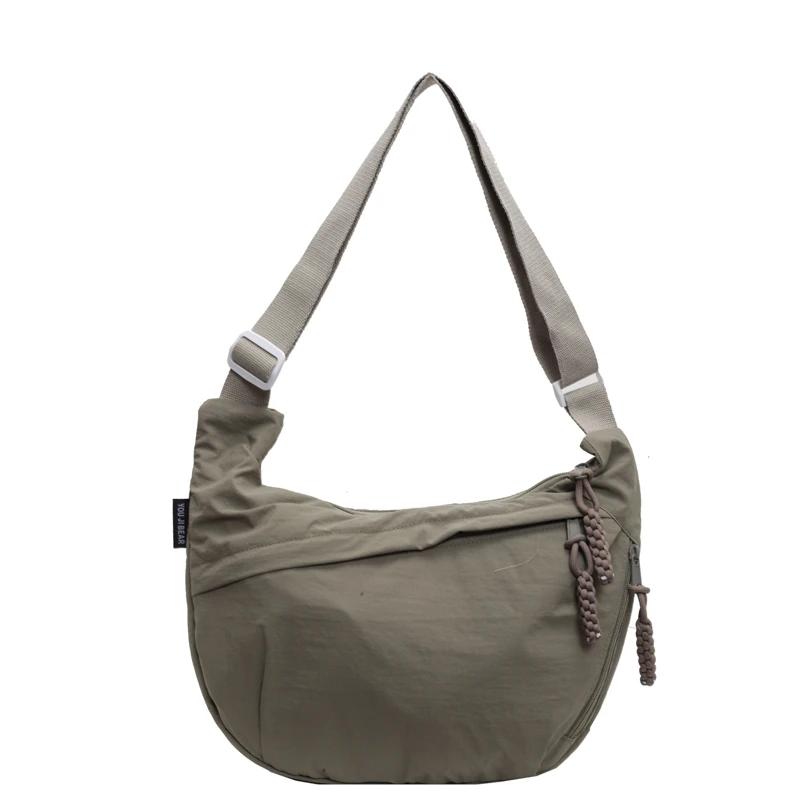 

Сумка через плечо из нейлона на молнии для женщин, повседневная, простая, универсальная, модная, однотонная, мягкая, высокого качества