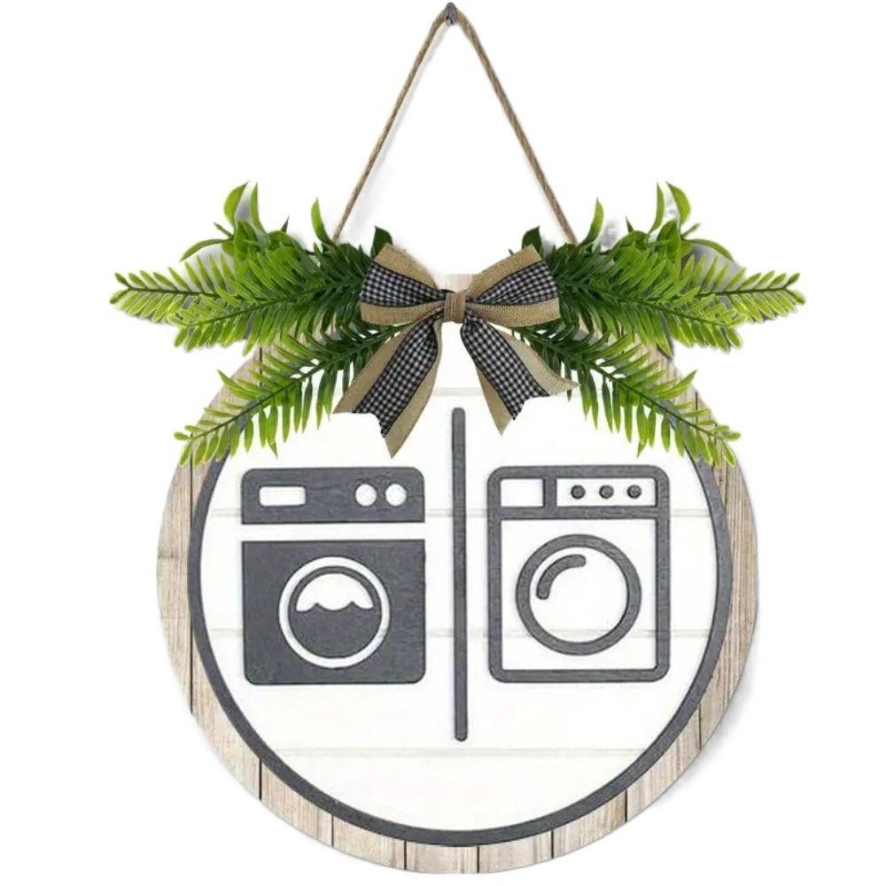 Bow Knot Wooden Toilet Sign Round Wall Hanging Signs Creative Bathroom Sign  Shower Room