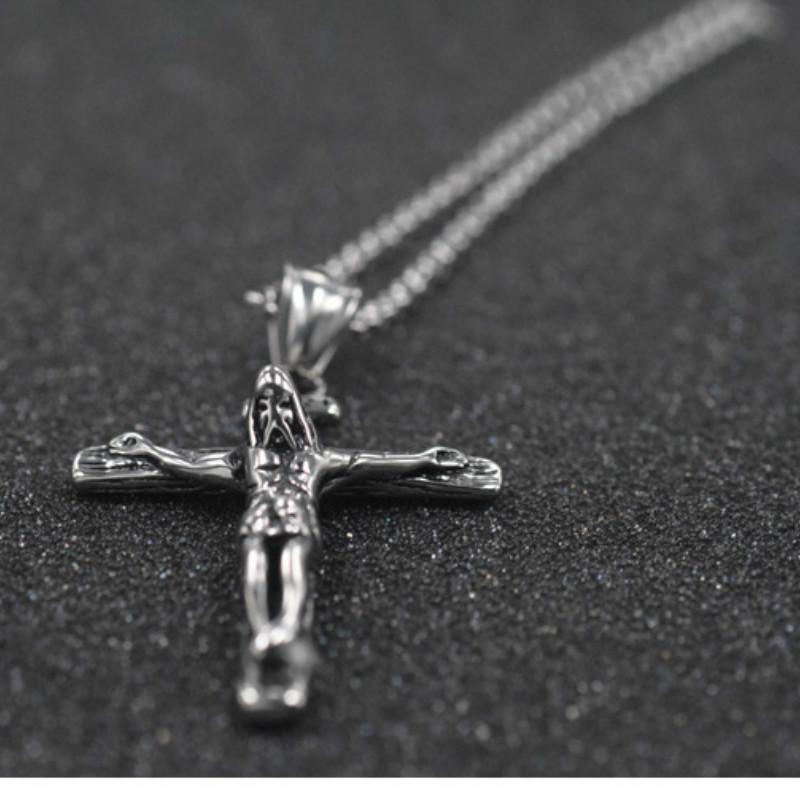 Christian Ornament Men Jesus Cross Vintage Necklace
