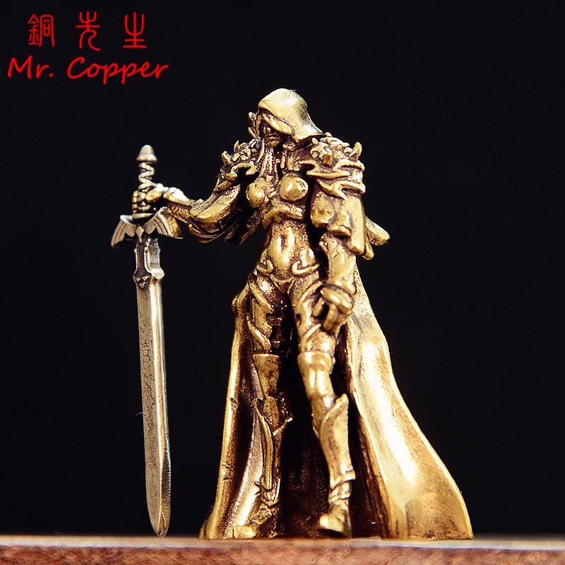 Sword Warrior Miniatures Figurines Brass Figures Small Statue Desktop Ornaments Vintage Home Decorations Crafts Accessories