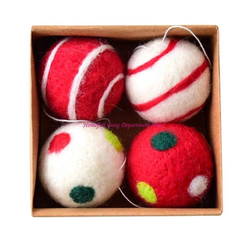 Christmas Felt Snowflake Ball Decoration Pack of 4 Winter Home Decoration