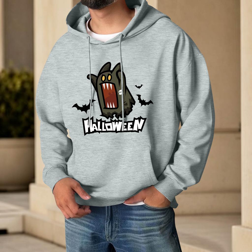Men's Halloween Print Hoodie with Pockets Long Sleeve Casual Pullover
