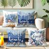 Beach - Inspired Nautical Pillow Cover: Seashells, Anchors and Coastal Quotes, Sofa Cushion Cover, Bedroom Room Decor