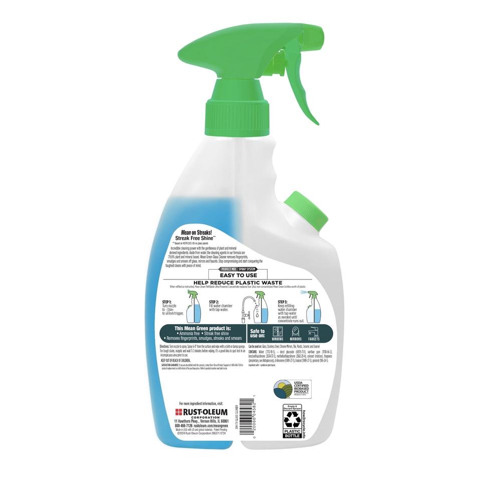 Refillable Concentrated Glass Cleaner Plant Derived Powerful Cleaning Smudges Mirrors Bleach Free Safe Fresh Fragrance Eco