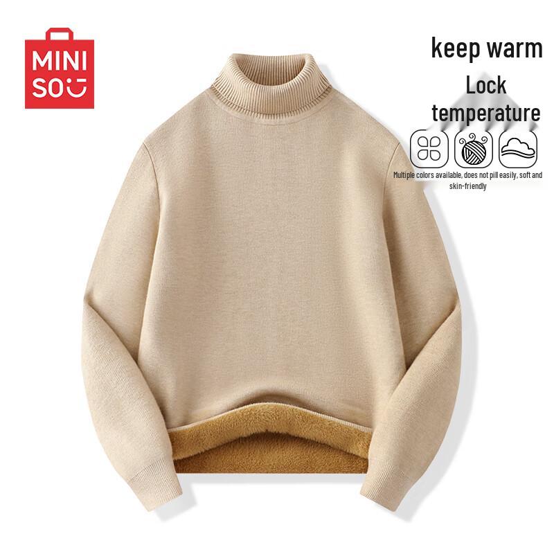 MINISO Men's Fleece Lined Turtleneck Sweater