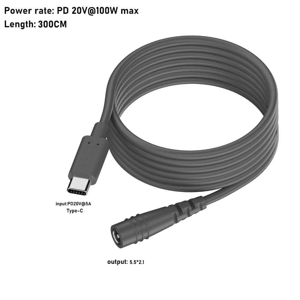 Barrel Jack USB C To DC Power Cable 20V 5A Adapter Cable for Starlink Mini