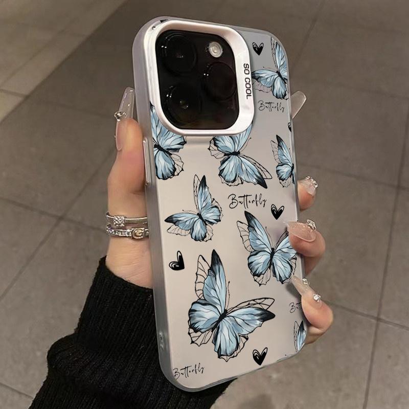For Redmi Note 13 Pro Case For  Redmi Note 12 11 11S 10S 10 Pro Plus 13C IMD Butterfly & Letter Pattern Laser Phone Cover