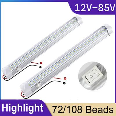 72/108LED Car Interior Lighting Compartment Light 12-85V Universal Car Cab Reading Light Trunk Light Board with On/Off Switch