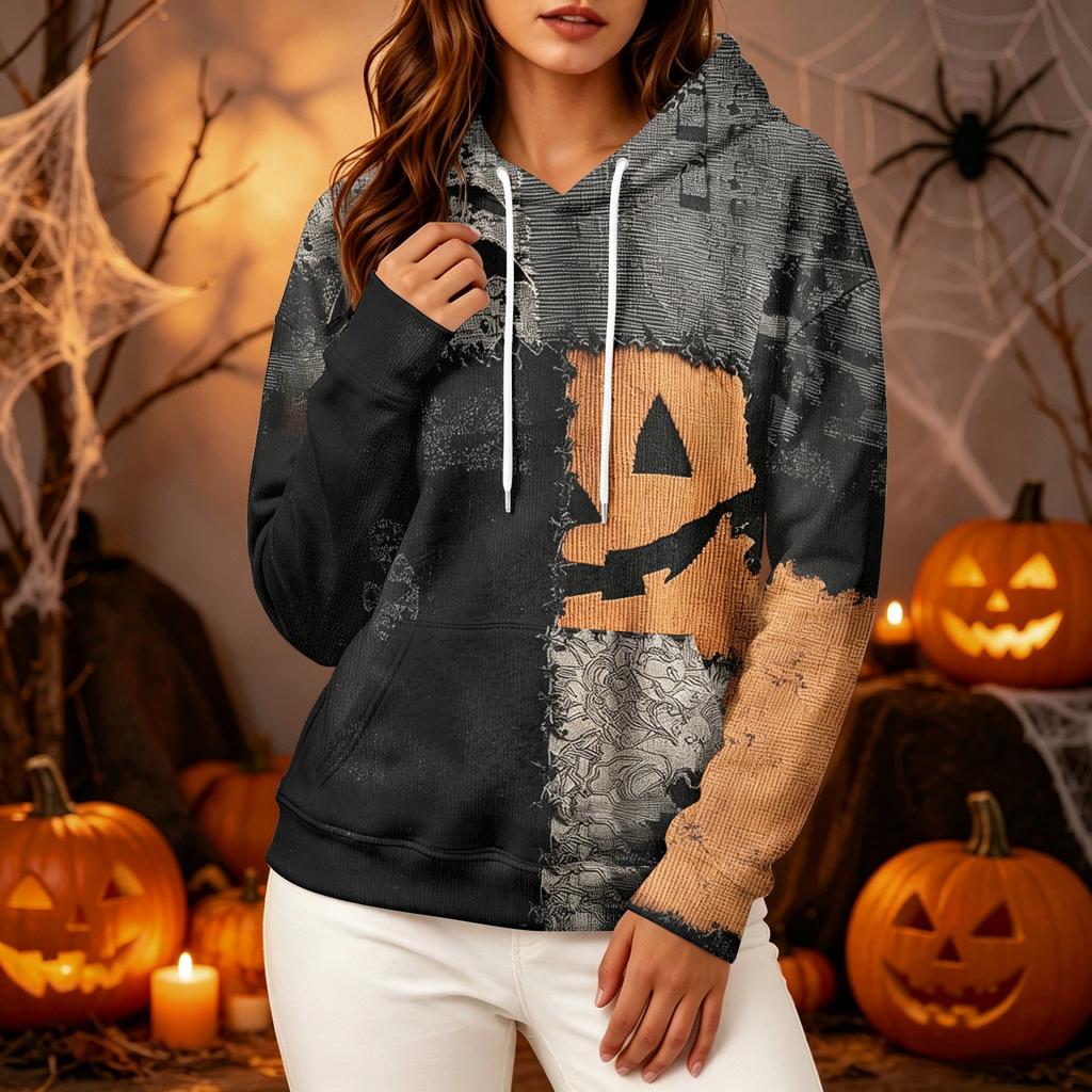 Women's Long Sleeve Halloween Print Hoodie