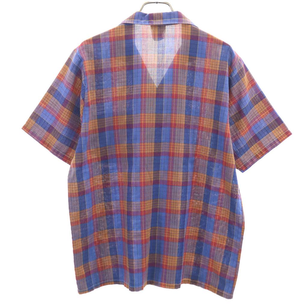 WYNDHAM 80s Vintage New Zealand Check Pattern Short Sleeve Open Collar Shirt Men's Used