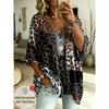 Design Imprimat - Nu texturat Mărime Mare Femei Simplu Patchwork Imprimeu Model Leopard Top cu Decolteu în V