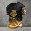 Men's National Team Support T Shirt Mexico Soccer Fan Jersey Short Sleeve Casual Football Top with Printed Design and Flag Patch