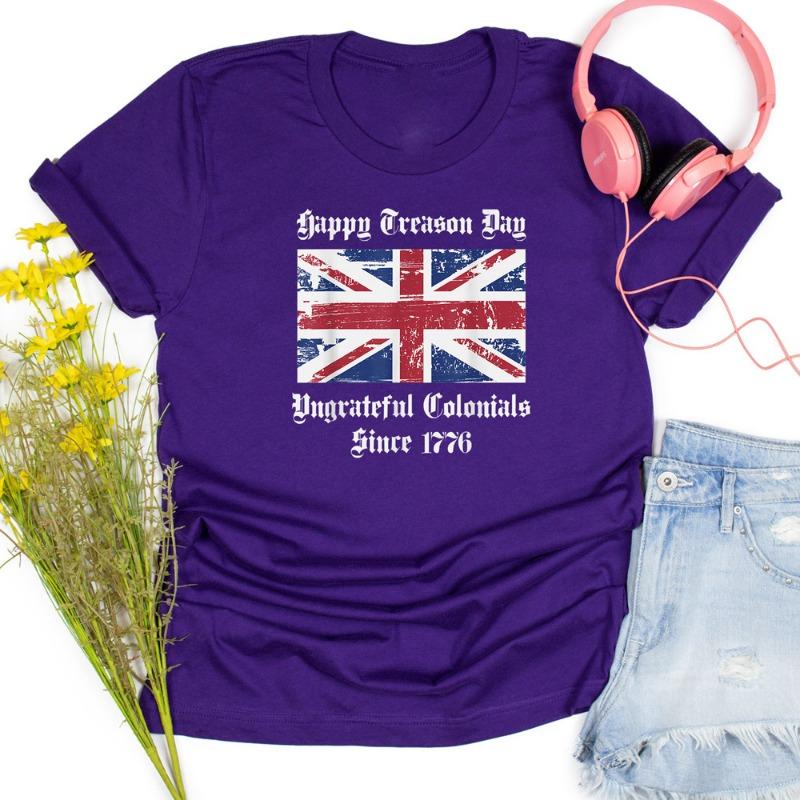 

Футболки Happy Creason Day с коротким рукавом и принтом флага, креативные, свободные, с круглым вырезом и коротким рукавом, мужские XXXL темно-фиолетового