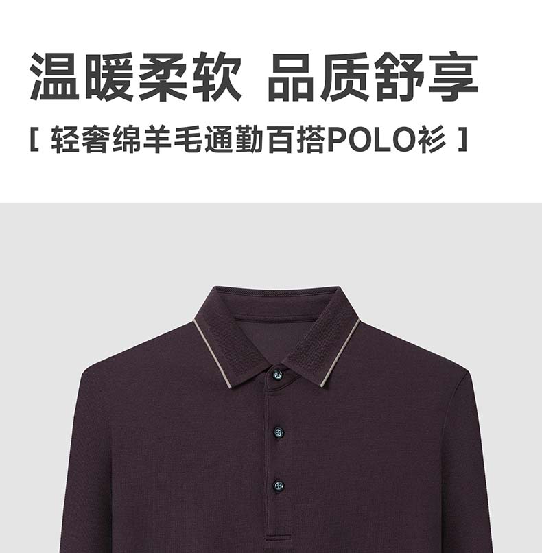 Langdeng Men's Autumn and Winter Warm and Comfortable Long Sleeve Collar T-shirt Polo Shirt