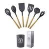 6Pcs Kitchen Cookware Silicone Kitchenware Non-stick Cooking Tools with Holder Spatula Spoon Ladle Egg Beaters Shovel Utensils Set
