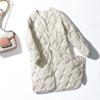 Down Jacket Women's Light Medium Length Diamond Check V-Neck White Duck Down Casual Korean Style Jacket