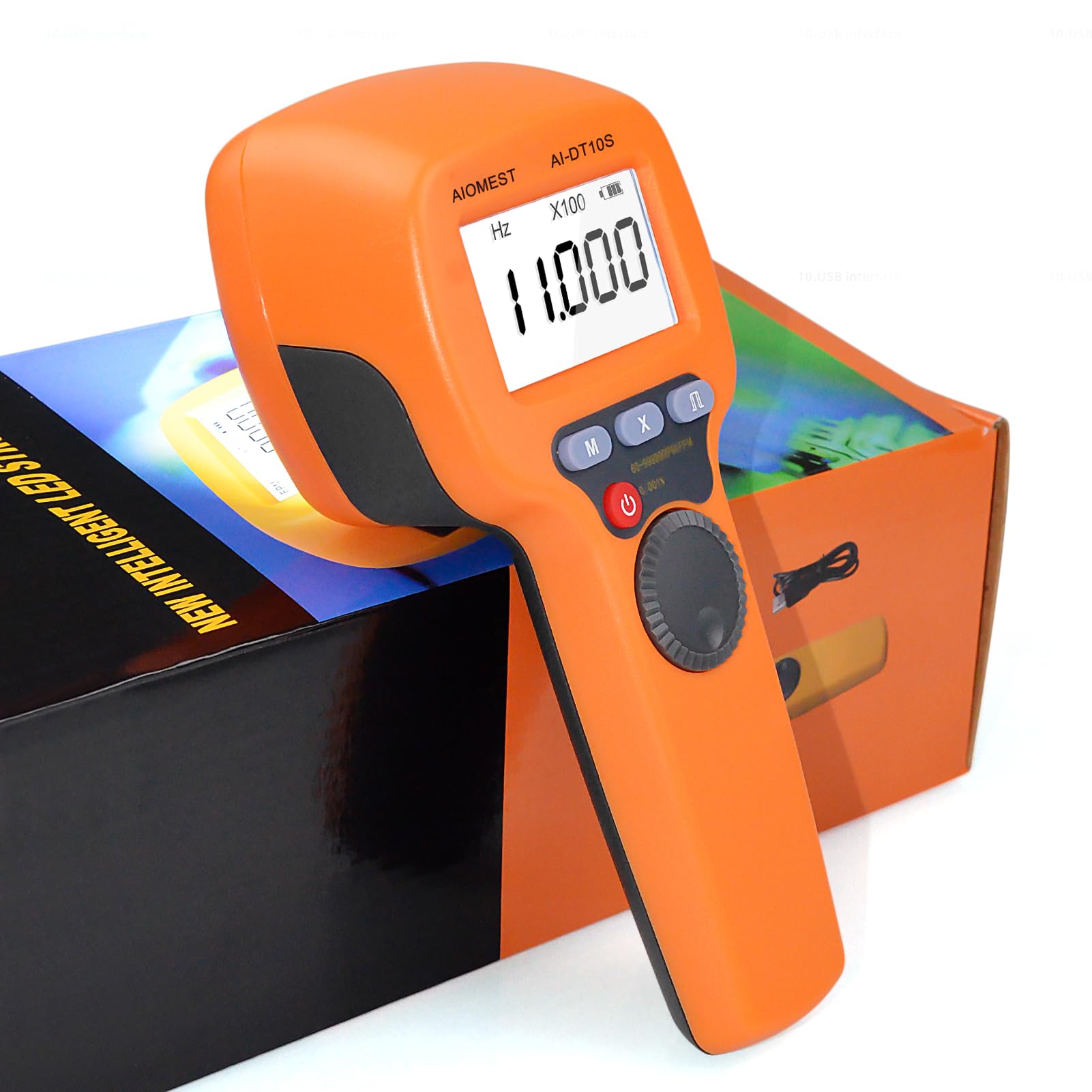 

Digital LED Measurement Range Adjustable Strobe Timing HVAC Motor Engine Speed Accuracy Stroboscope, 60-999,999 RPM/Hz, Non-Contact Tachometer, Light,