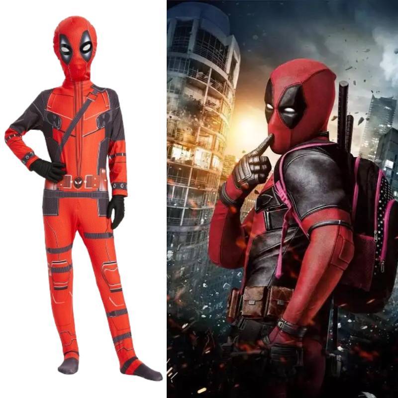 Deadpool Cosplay Jumpsuit With Polyester Spandex For Kids Halloween Party