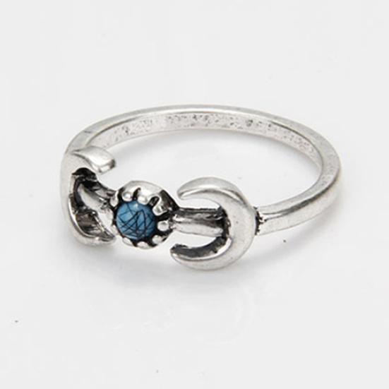 6Pcs Turquoise Arrow Moon Triangle Above Knuckle Ring Mid Finger Tip Stack Rings