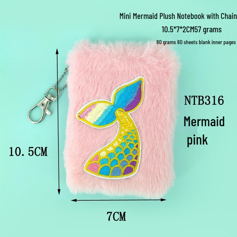 Mermaid Beauty A5 Plush Pearl Sequin Cartoon Lined Notebook