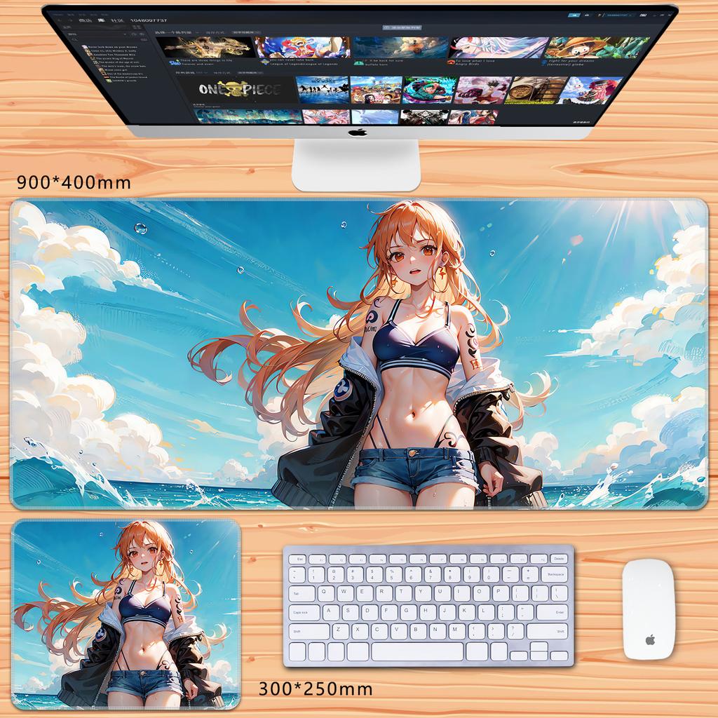 Cute Decorative Wallpaper One Piece Leather Mouse Pad Large Size Anime Boys Zoro Office Non-Slip and Dirt-Resistant Keyboard Mat