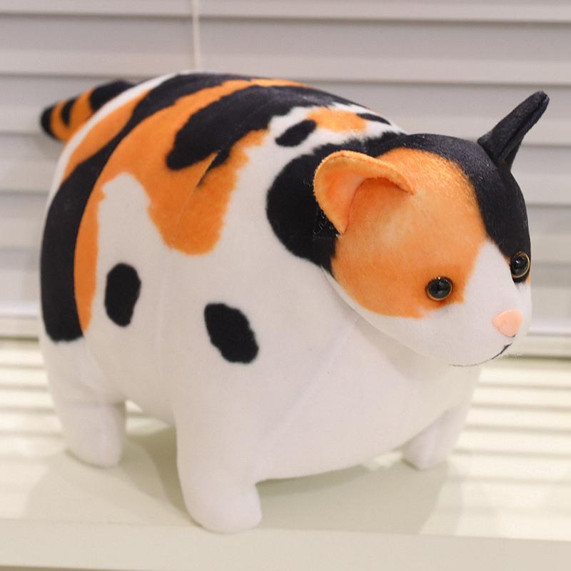Funny Lifelike Chubby Cat Plush Toys Cotton Stuffed Full Pet Cat Doll Cute Pet Kitten Hanging Toys Bags Decor Home Throw Pillow
