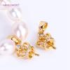 18K Gold Plated Crown Pearl Component Mounting,Inlaid Zircon Pearl Pendant Holder For Necklace Making Accessories Wholesale