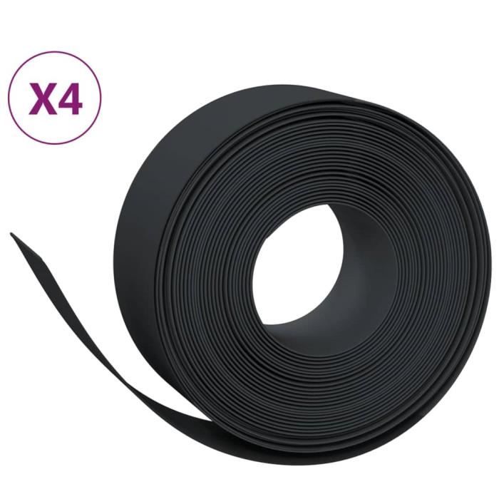 VidaXL Bordures de jardin 4 pcs noir 10 m 20 cm polyéthylène 3155458