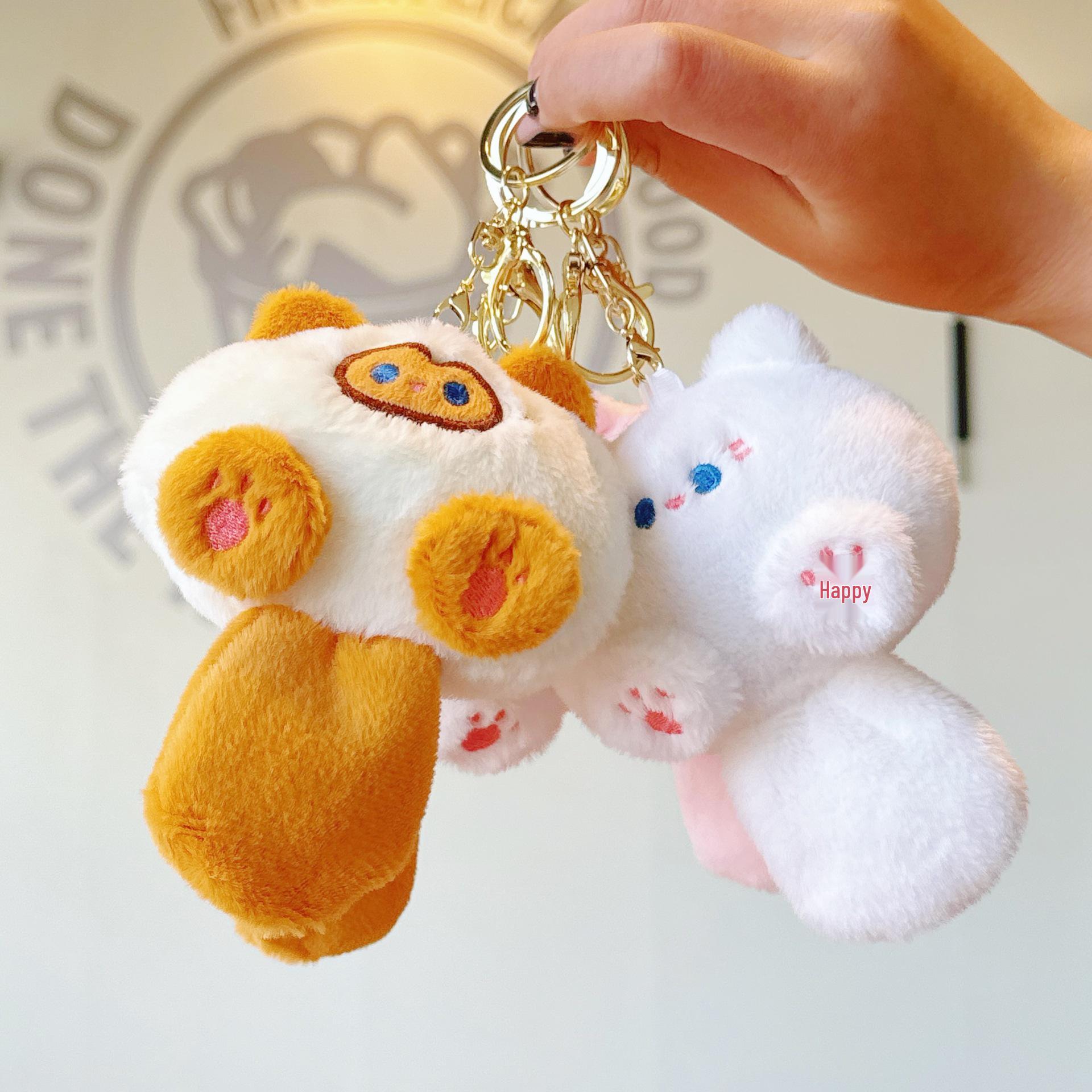 

Cute Squeaky Kitten Keychain Plush Toy and Bag Charm Height 14 cm