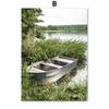 Green Leaf Boat Flower Forest Mountain Waterfall Posters And Prints Canvas Painting Wall Art Pictures For Living Room Decor