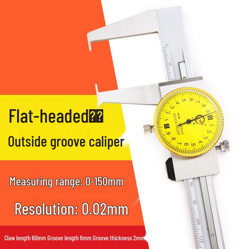 Sanriku 0-200mm Outer Groove Measuring Caliper with Flat & Cylindrical Head, 0.02mm Precision