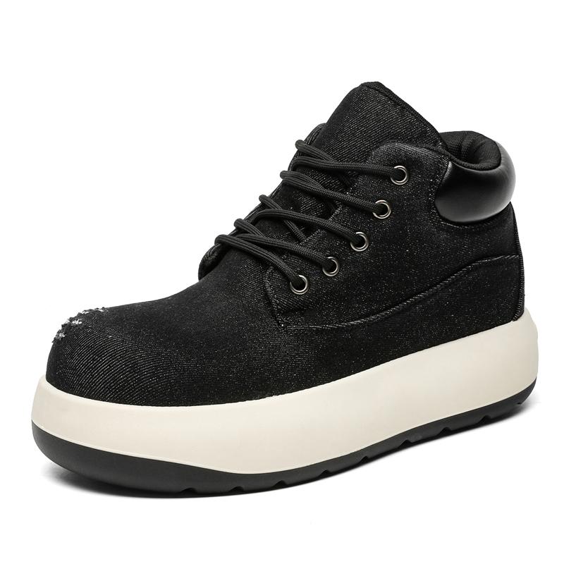 

Модная мужская обувь на толстой подошве, трендовый минималистичный стиль с высоким верхом, уличная мода, для ходьбы, увеличивающая рост, обувь для молодых людей, новая 44 чёрный