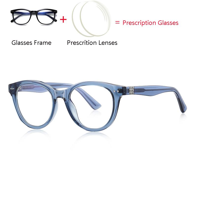 2231 Transparent Blue Frame Round Optical Spectacles With Prescritpion Shortsighted/Hyperopia/Progressive Eyeglasses