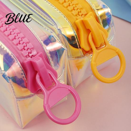 Colorful Holographic Pen Bag Iridescent Pencil Case Transparent Stationery with Wide Case U-Shaped
