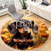 1PC Dachshund Flowers Office Round Area Rug, Mat Suitable For Office, Under Office Chairs Bedroom Living Room Home Decor, Room Deco