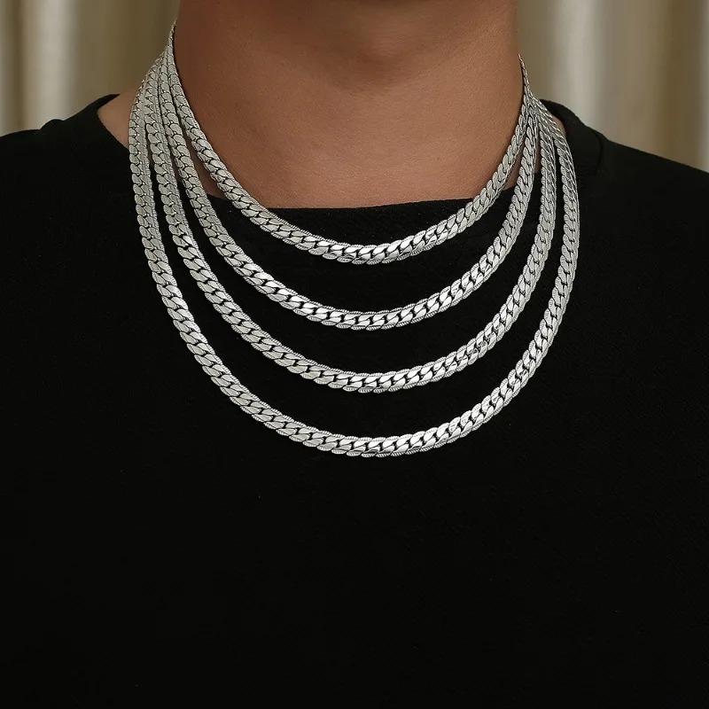 925 Silber Halskette für Männer Frauen 16/18/20/22/24 Zoll Klassische 6MM Schlangenkette Luxuriös Täglich Tragbar Partner Schmuck Geschenke