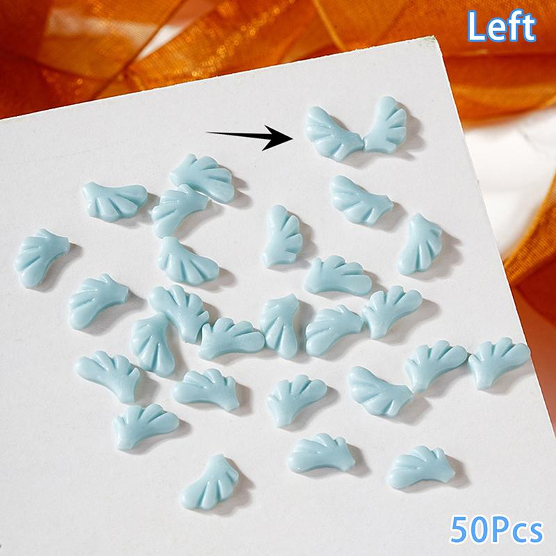 50 Stück Ins Nagel Engel Flügel Harz Anhänger Schmuck Tragen Nagelzubehör 3D Weißes Pulver Mini DIY Falsche Nägel Maniküre Dekoration