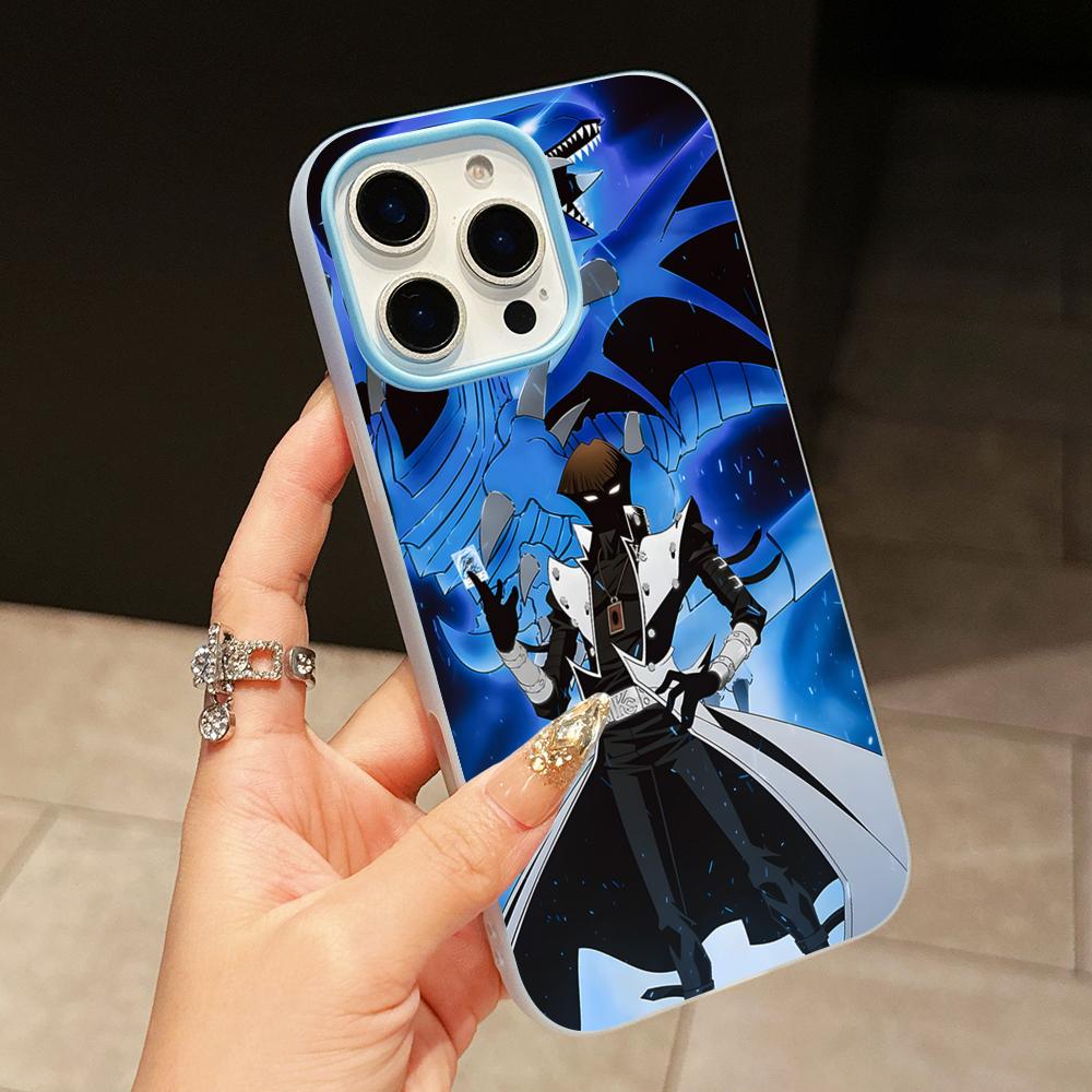 Yugioh Seto Kaiba Phone Case for iPhone 17 16 15 14 13 12 11 Air Pro Max Plus Jelly Double layer Light Blue Cover