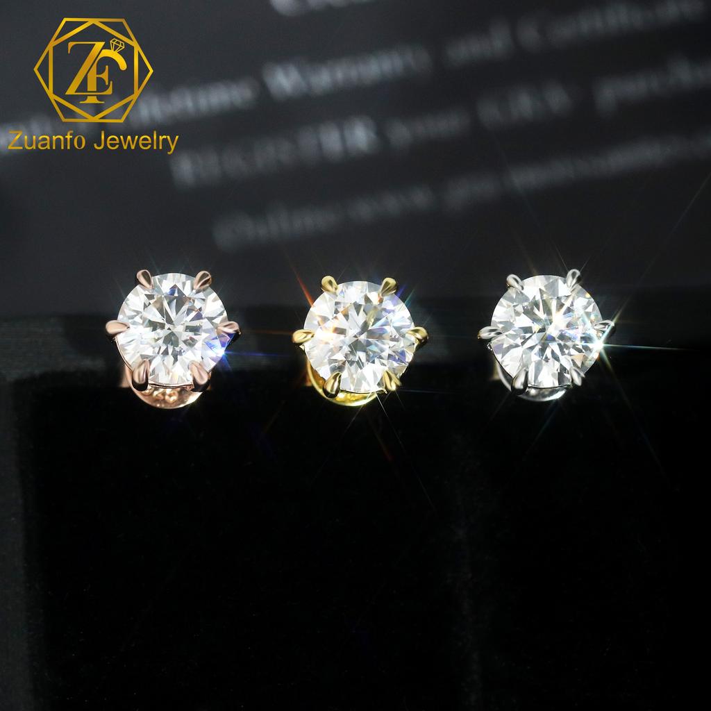 Iced Out Man 1CT 2CT 3CT Round VVS1 Moissanite Hip Hop Stud Earrings Pass Diamond Tester 925 Silver Moissanite Earrings