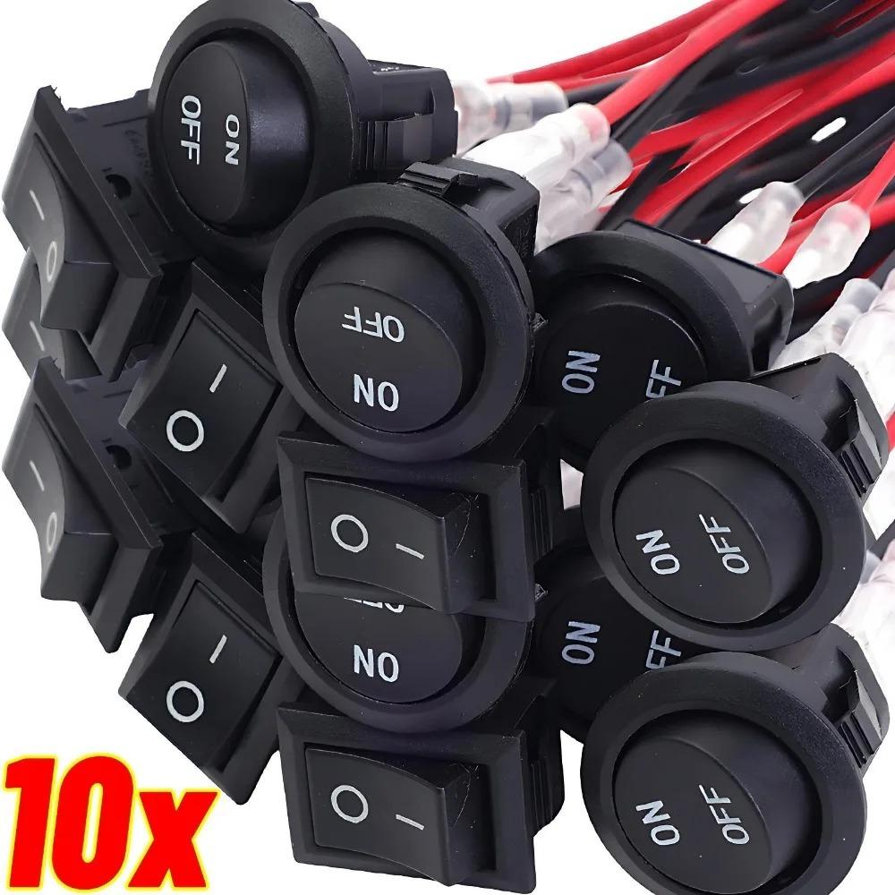 10/1Pcs Round Rocker Switch ON/Off SPST 2Pin Latching Toggle Switch Snap Boat Car Round Switches Pre-Wired 6A/250V 10A/125V