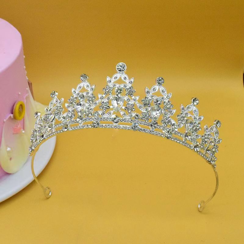 High-End Crown Headgear Princess Children'S Light Luxury Crystal Crown Birthday Gift Girls Stage Performance Crown Hair Accessories