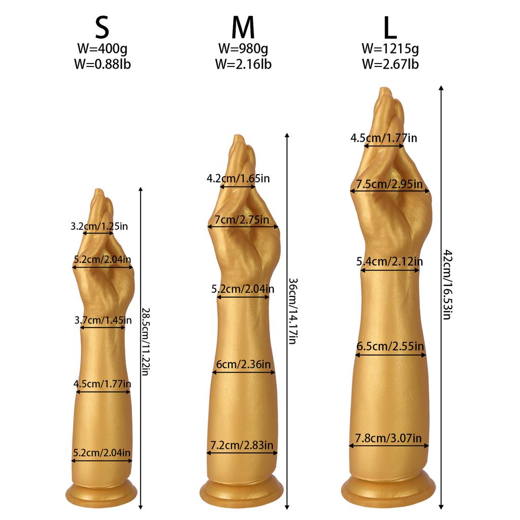 Golden Silicone Hand Fist Anal Plug For Male And Female  Rear End Masturbation Sex Toy  SM Anal Dilator  Oversized Fake Arm