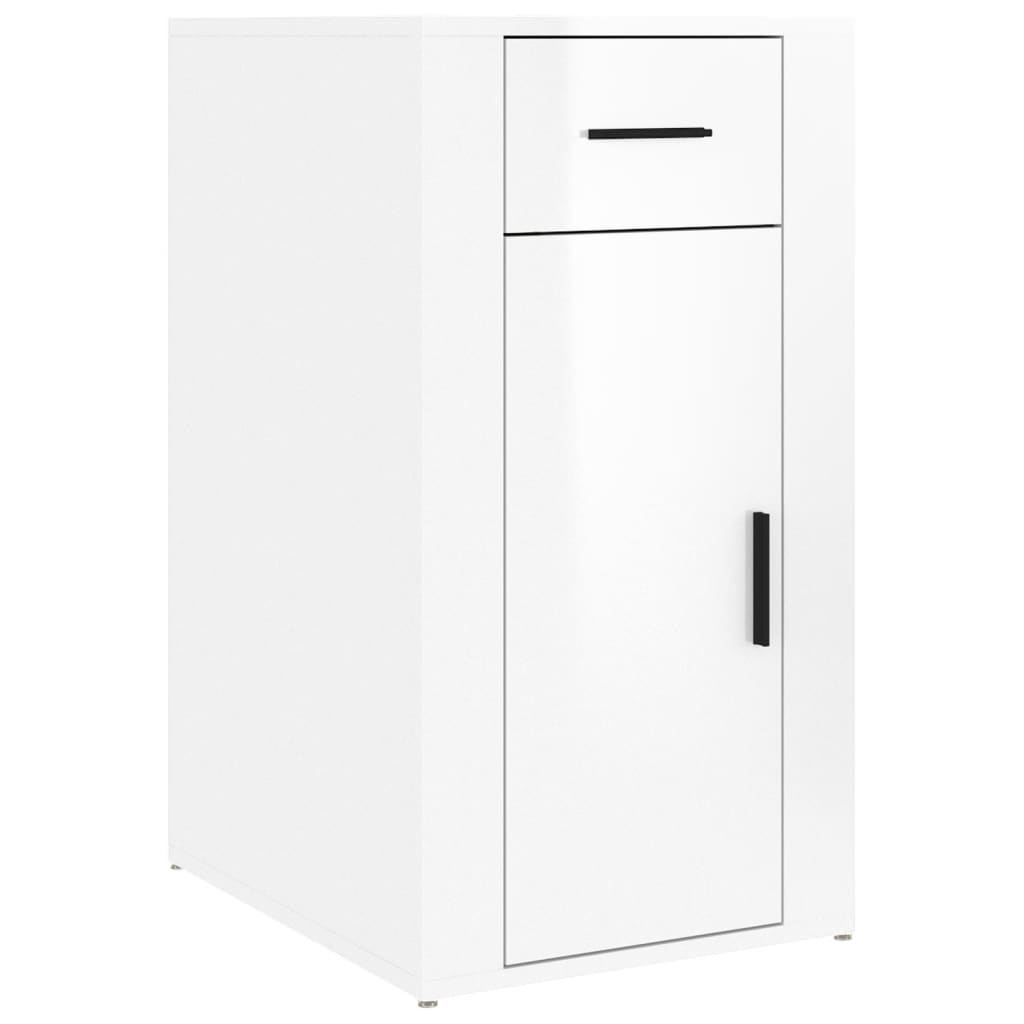 Office Cabinet High Gloss White 40 X 49 X 75 Cm Engineered Wood